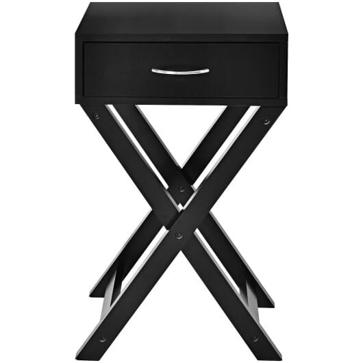 Design Sofa Side Table with X-Shape Drawer for Living Room Bedroom-White