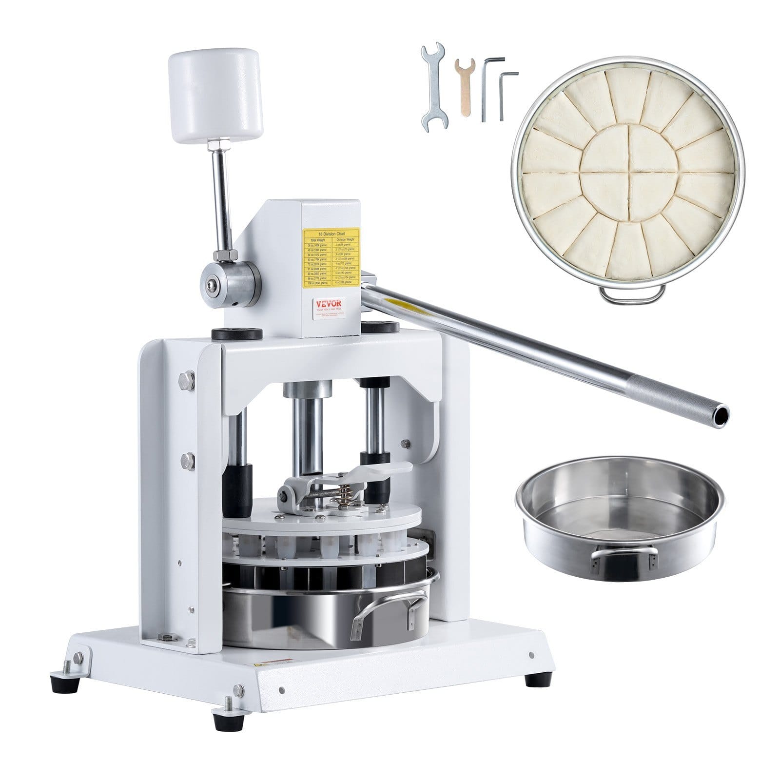 Dough Divider Rounder, 18PCS Manual Dough Equal Divider Machine, 2.11oz - 9.88oz Hand Press Dough Cutter with 304 Stainless Steel Tray and Blade, Bread Maker for Bakery, Restaurant, Commercial