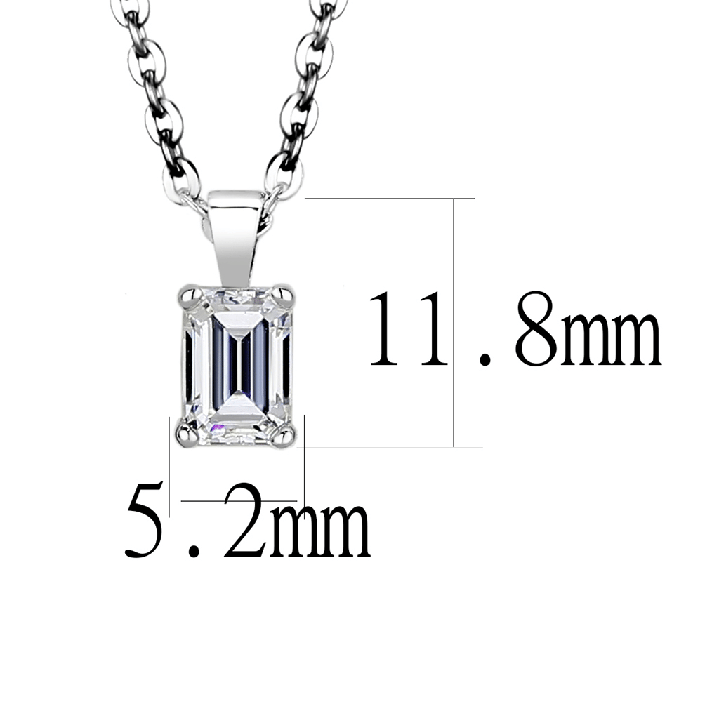 LO4127 - Rhodium Brass Chain Pendant with AAA Grade CZ in Clear