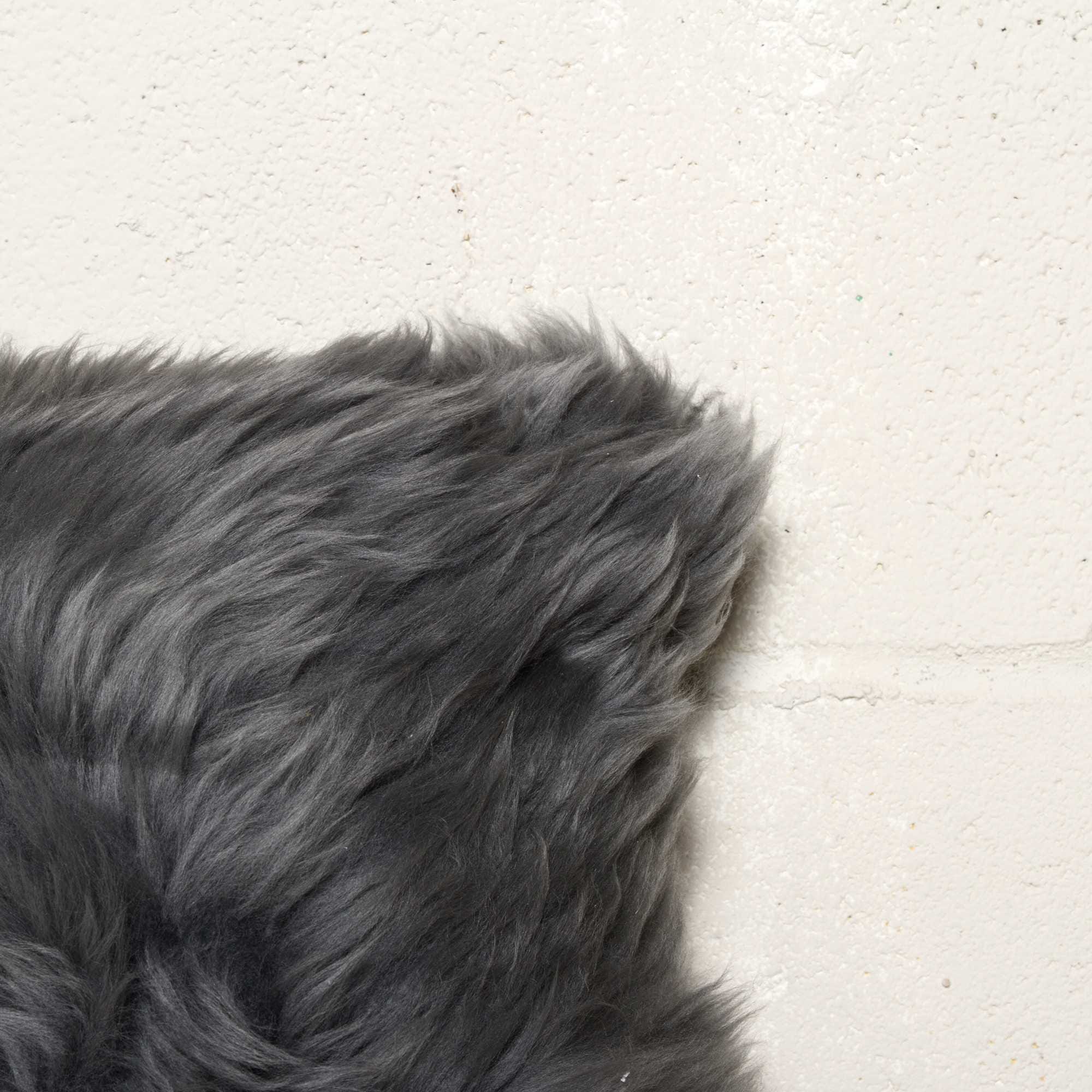 12" X 20" X 5" Gray Sheepskin Pillow