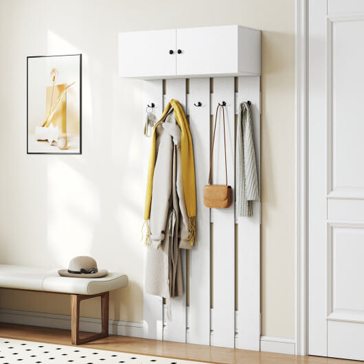 Entryway Wall Coat Rack Wall Mounted Coat Clothes Rack-Rustic Brown