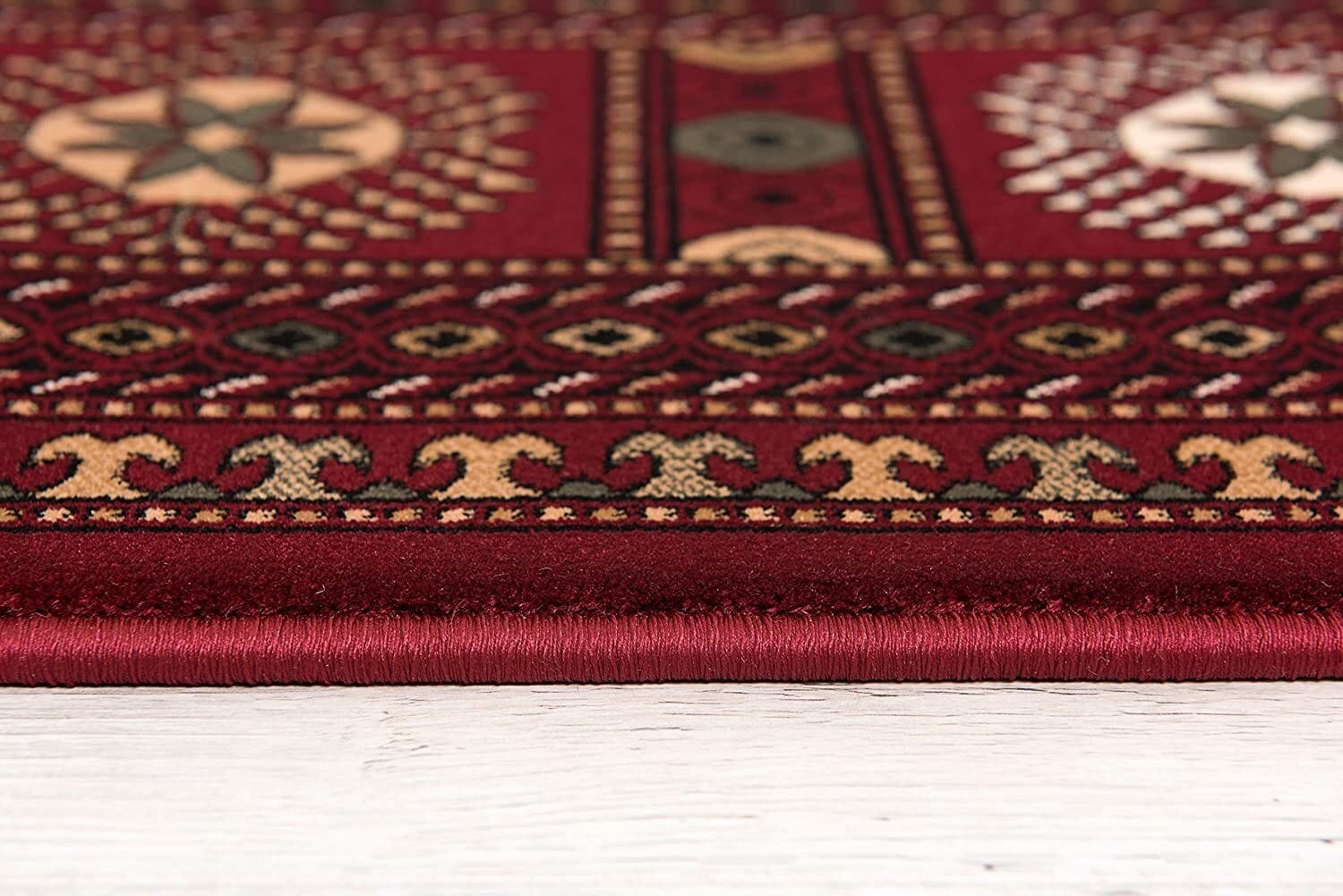 4' X 6' Red and Ivory Floral Medallion Power Loom Area Rug