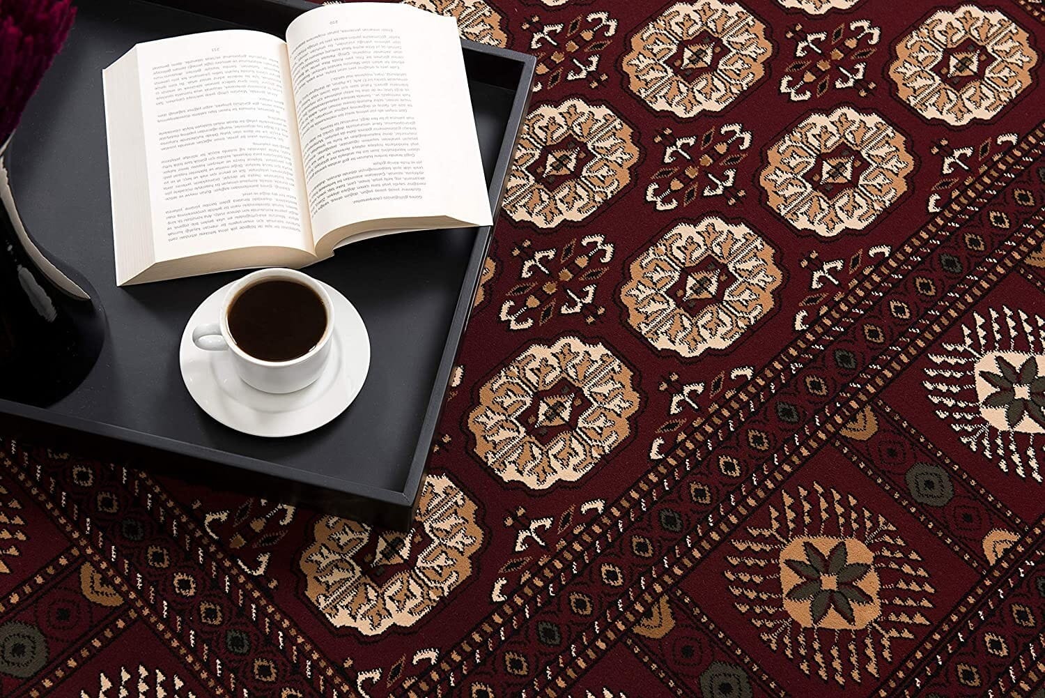4' X 6' Red and Ivory Floral Medallion Power Loom Area Rug