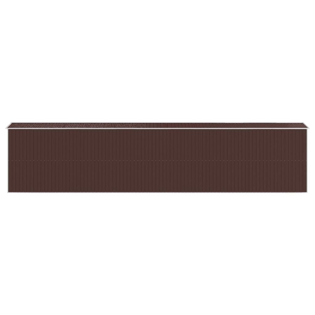 Garden Shed Dark Brown 75.6"x369.3"x87.8" Galvanized Steel