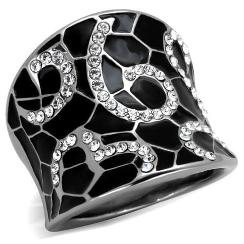 TK1853 - High polished (no plating) Stainless Steel Ring with Top Grade Crystal in Clear