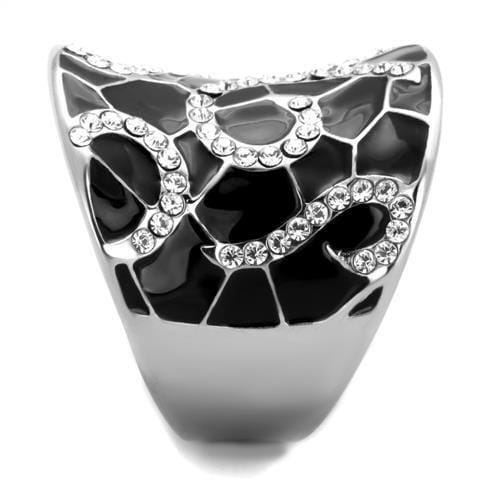 TK1853 - High polished (no plating) Stainless Steel Ring with Top Grade Crystal in Clear