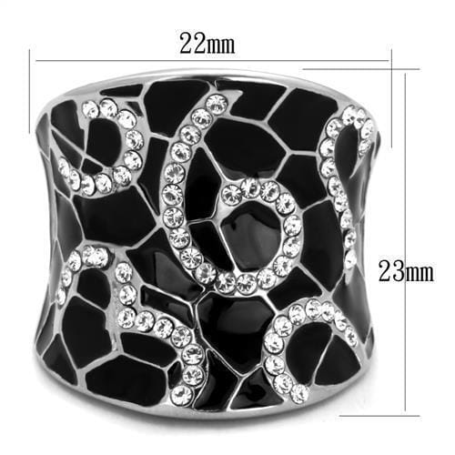 TK1853 - High polished (no plating) Stainless Steel Ring with Top Grade Crystal in Clear