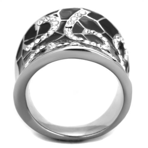 TK1853 - High polished (no plating) Stainless Steel Ring with Top Grade Crystal in Clear