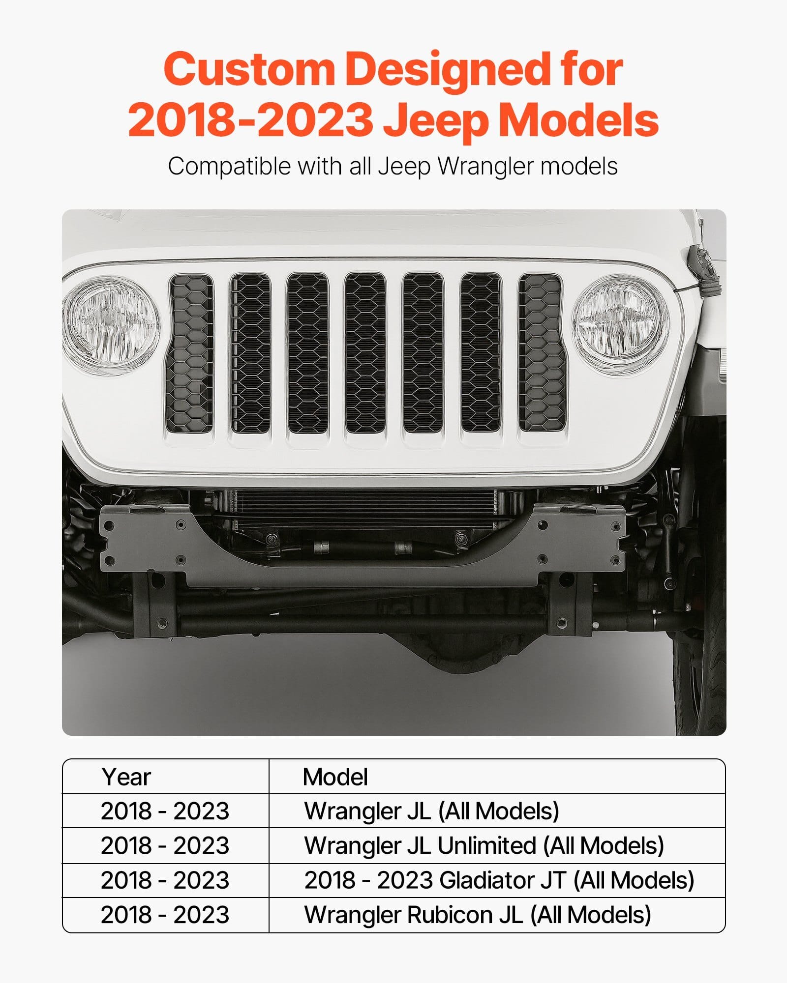 Winch Mount, Winch Capacity of 12000 lbs / 5443 kg, Trailer Hitch Winch Mount for Select Jeep Wrangler JL/JLU & Gladiator JT Model (2018-2023), 2 Mounting Hole Design, Powder Coated Steel, Black