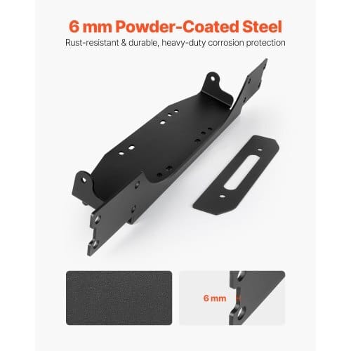 Winch Mount, Winch Capacity of 12000 lbs / 5443 kg, Trailer Hitch Winch Mount for Select Jeep Wrangler JL/JLU & Gladiator JT Model (2018-2023), 2 Mounting Hole Design, Powder Coated Steel, Black