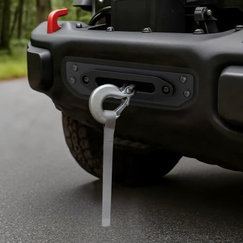 Winch Mount, Winch Capacity of 12000 lbs / 5443 kg, Trailer Hitch Winch Mount for Select Jeep Wrangler JL/JLU & Gladiator JT Model (2018-2023), 2 Mounting Hole Design, Powder Coated Steel, Black