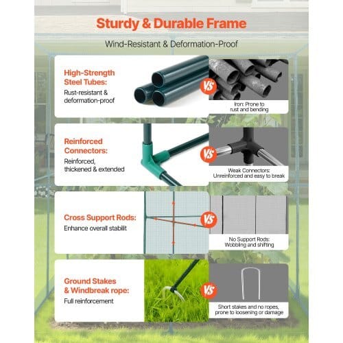 Crop Cage, 9.5 x 6.36 x 6.36 ft Plant Protection Tent with Zippered Door, Wind-Resistant Tall Crop Cage, Easy to Install, Outdoor Raised Bed Cover, Tomato Plant Netting for Garden Patio Lawn