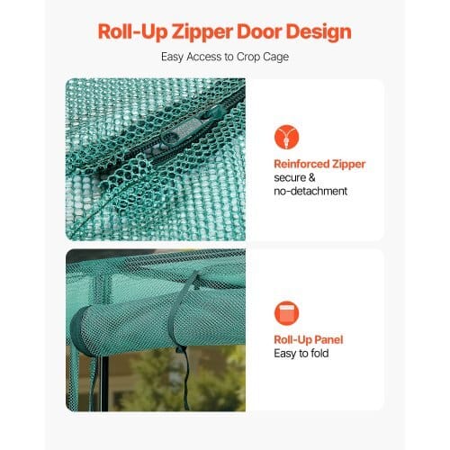 Crop Cage, 9.5 x 6.36 x 6.36 ft Plant Protection Tent with Zippered Door, Wind-Resistant Tall Crop Cage, Easy to Install, Outdoor Raised Bed Cover, Tomato Plant Netting for Garden Patio Lawn