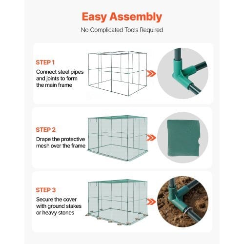 Crop Cage, 9.5 x 6.36 x 6.36 ft Plant Protection Tent with Zippered Door, Wind-Resistant Tall Crop Cage, Easy to Install, Outdoor Raised Bed Cover, Tomato Plant Netting for Garden Patio Lawn