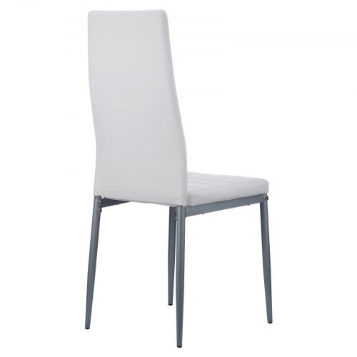 Modern Dining Room Accent Chairs Set of 6, Upholstered Leather Side Chair for Dining Tables, Space-Saving Kitchen Table Chair with Thick Cushions and Metal Legs, White