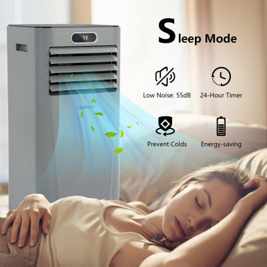 8000BTU 3-in-1 Portable Air Conditioner with Remote Control-Gray - Color: Gray