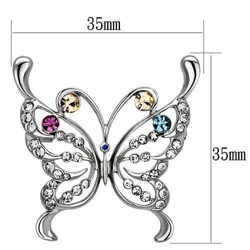 LO2793 - Imitation Rhodium White Metal Brooches with Top Grade Crystal in Multi Color