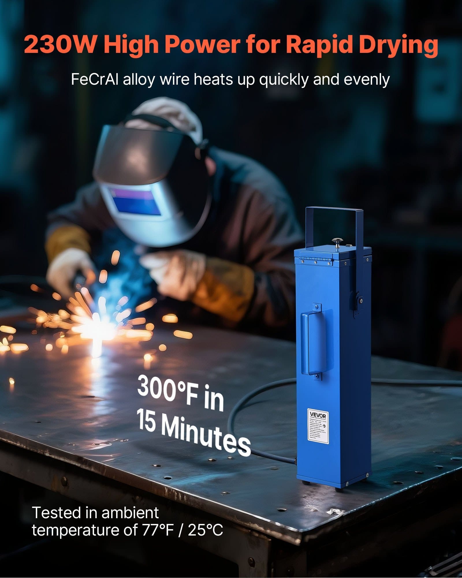 Portable Welding Rod Oven, 10LBS Capacity Electrodes Drying Oven 230W 120V, 300?„‰ Fast Heating Welding Rods Dryer for 18-inch Stick Electrodes - with Easy-to-Carry Handle & Safety Locking Latch