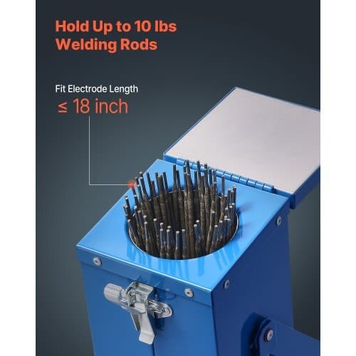 Portable Welding Rod Oven, 10LBS Capacity Electrodes Drying Oven 230W 120V, 300?„‰ Fast Heating Welding Rods Dryer for 18-inch Stick Electrodes - with Easy-to-Carry Handle & Safety Locking Latch