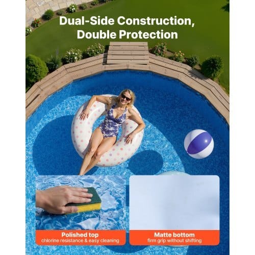 24ft Pool Liner, Round Overlap Swimming Pool Liner for 52 in Wall Height, Premium Vinyl, Easy Install with Leak-Proof Patches, Designed for Steel Sided Above-Ground,Outdoor, Boulder Swirl