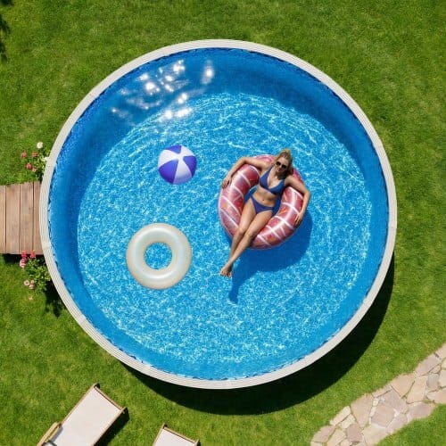 24ft Pool Liner, Round Overlap Swimming Pool Liner for 52 in Wall Height, Premium Vinyl, Easy Install with Leak-Proof Patches, Designed for Steel Sided Above-Ground,Outdoor, Boulder Swirl