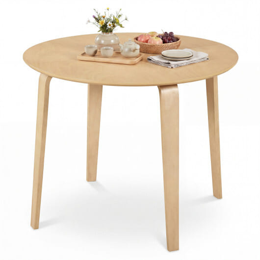 37.5" Round Dining Table with Rubber Wood Legs for Small Space-Natural