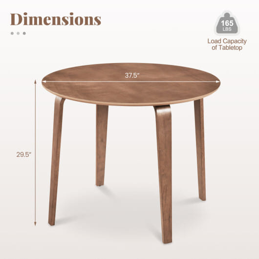 37.5" Round Dining Table with Rubber Wood Legs for Small Space-Natural