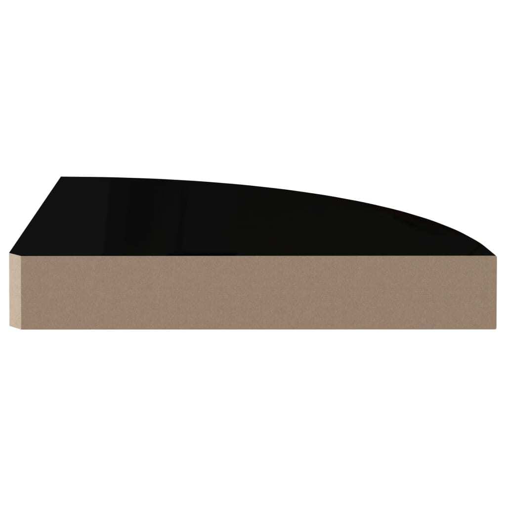 Floating Corner Shelves 2 pcs High Gloss Black 9.8"x9.8"x1.5" MDF