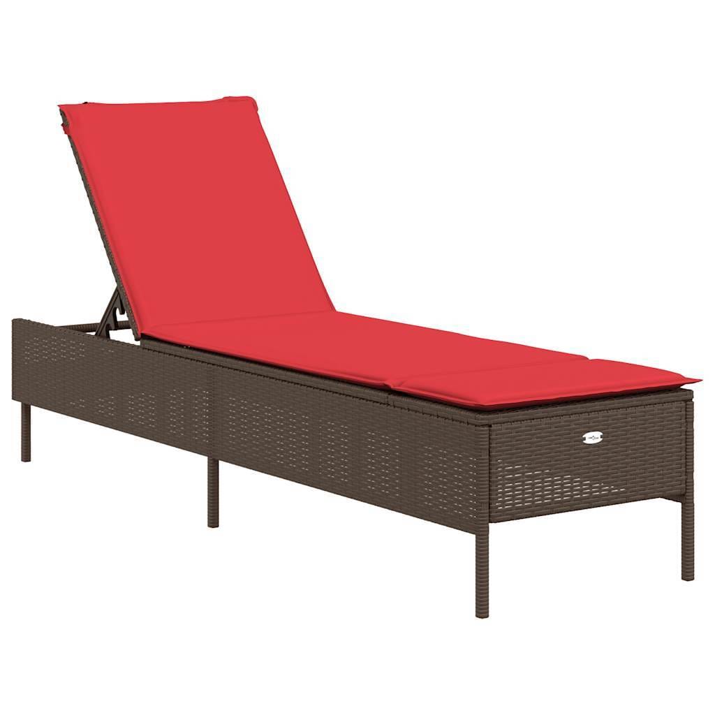 Sun Loungers with Cushions 2 pcs Brown Poly Rattan