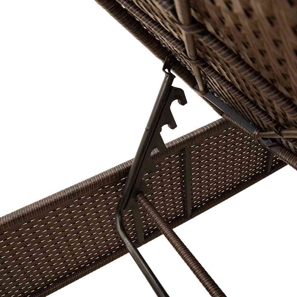 Sun Loungers with Cushions 2 pcs Brown Poly Rattan