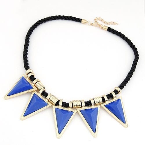 Blue Fashion Resin Triangles Pendants Necklace