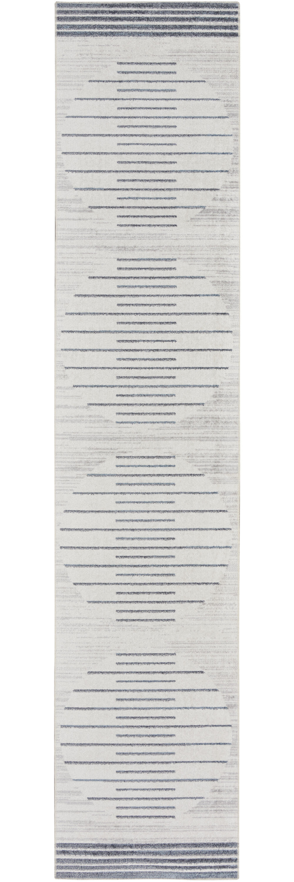 10' Runner Blue and Ivory Geometric Power Loom Washable Runner Rug
