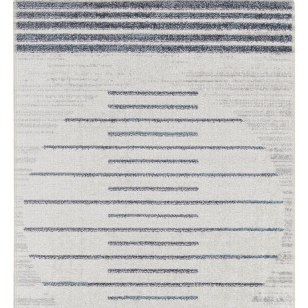 10' Runner Blue and Ivory Geometric Power Loom Washable Runner Rug