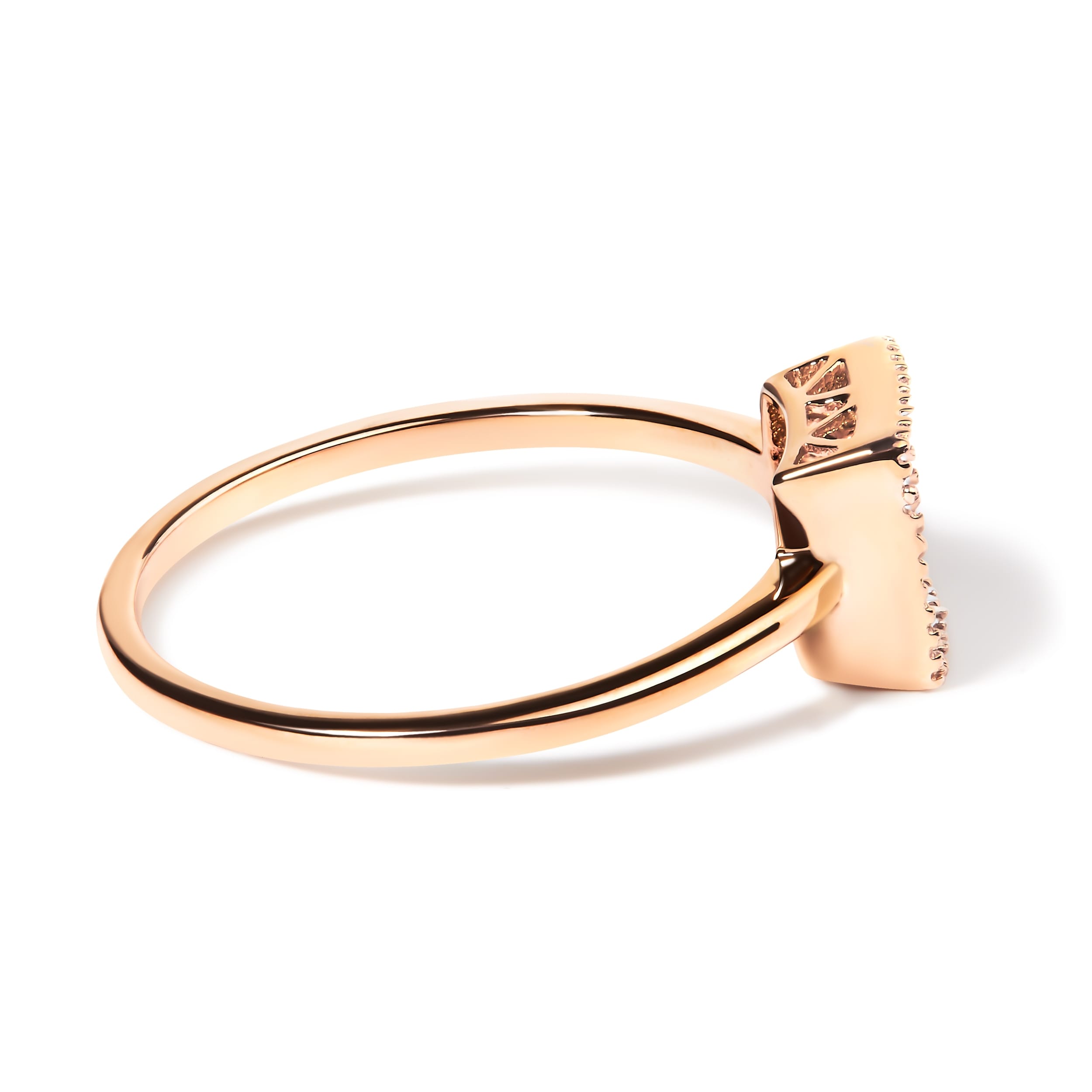 10K Rose Gold 1/3 Cttw Invisible Set Princess Cut Diamond Composite Square Shape Ring (H-I color, I1-I2 clarity) - Size 9