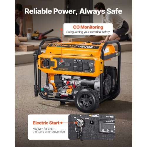 Portable Generator, Gasoline 13500W Peak Watt & LPG 12000W Peak Watt Dual Fuel Generator, Home Backup Generators with Electric Start, Gasoline & LPG Powered, CO Sensor, 20A & 50A Outlets