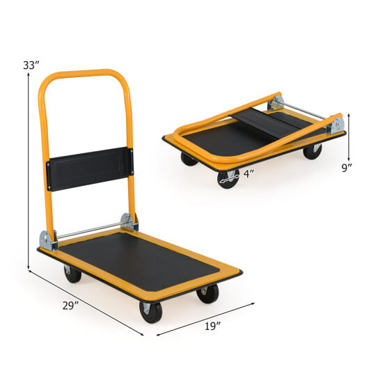 Costway Platform Cart Dolly Foldable Warehouse Push Hand Truck-Black