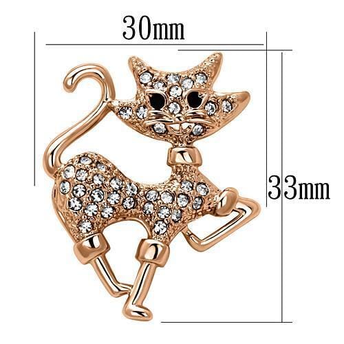 LO2820 - Flash Rose Gold White Metal Brooches with Top Grade Crystal in Clear