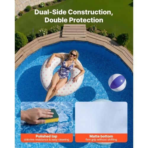 18ft Pool Liner, Round Overlap Swimming Pool Liner for 52 in Wall Height, Premium Vinyl, Easy Install with Leak-Proof Patches, Designed for Steel Sided Above-Ground,Outdoor, Boulder Swirl