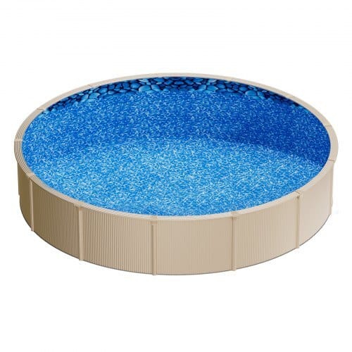18ft Pool Liner, Round Overlap Swimming Pool Liner for 52 in Wall Height, Premium Vinyl, Easy Install with Leak-Proof Patches, Designed for Steel Sided Above-Ground,Outdoor, Boulder Swirl