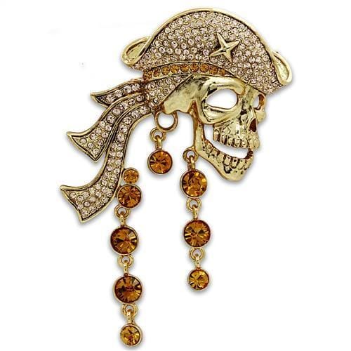 LO2415 - Gold White Metal Brooches with Top Grade Crystal in Multi Color
