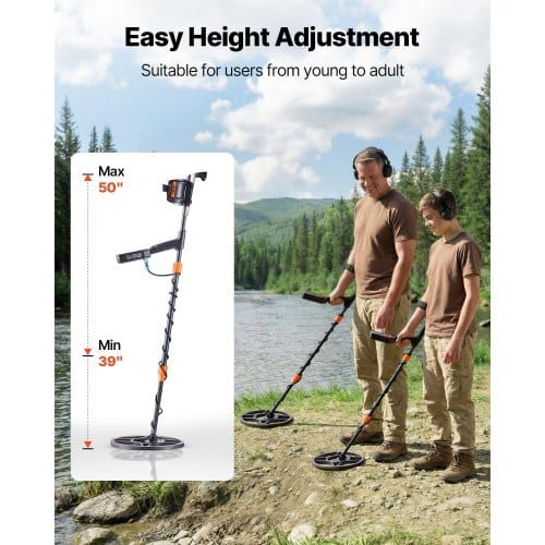 Waterproof Metal Detector, 12", Professional High Accuracy Gold Detector for Adults, with Display, Wireless Headphones, 7 Modes, Adjustable Length, for Detecting Gold Treasure Hunting, IP68