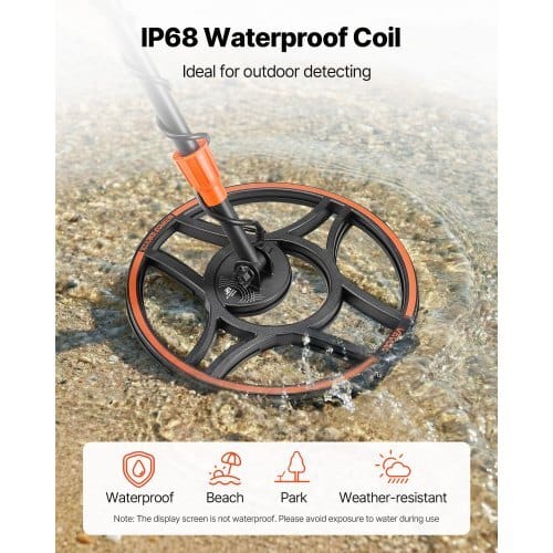 Waterproof Metal Detector, 12", Professional High Accuracy Gold Detector for Adults, with Display, Wireless Headphones, 7 Modes, Adjustable Length, for Detecting Gold Treasure Hunting, IP68
