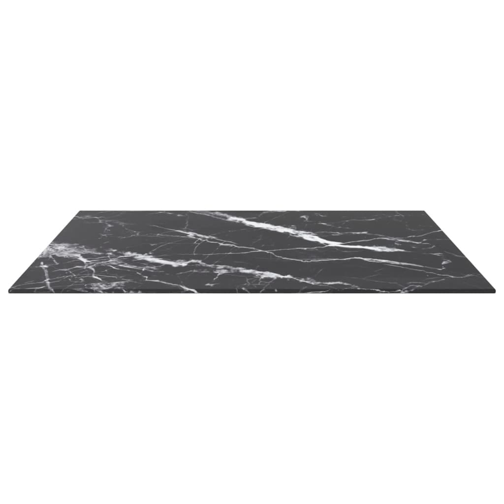 Table Top Black 31.5"x31.5" 0.2" Tempered Glass with Marble Design