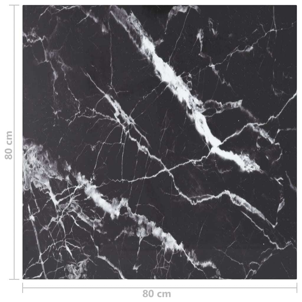 Table Top Black 31.5"x31.5" 0.2" Tempered Glass with Marble Design