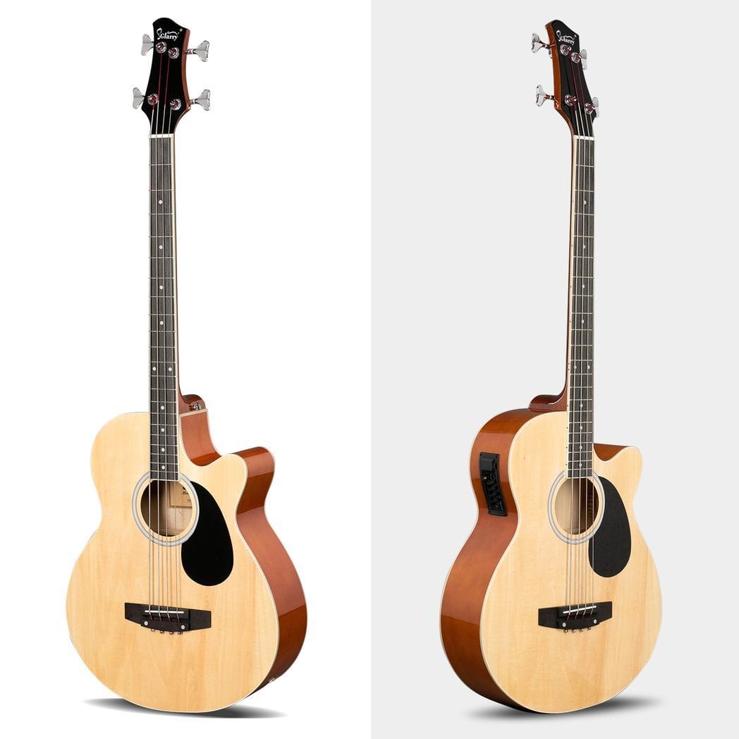 Glarry GMB101 4 string Electric Acoustic Bass Guitar w/ 4-Band Equalizer EQ-7545R Burlywood