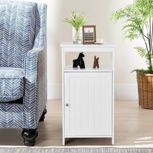 Floor Cabinet Multifunction Storage Rack Organizer Stand - Color: White