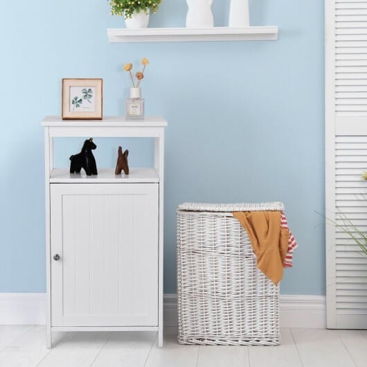 Floor Cabinet Multifunction Storage Rack Organizer Stand - Color: White