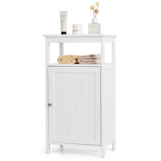 Floor Cabinet Multifunction Storage Rack Organizer Stand - Color: White