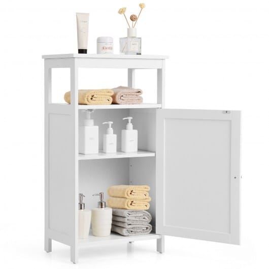 Floor Cabinet Multifunction Storage Rack Organizer Stand - Color: White