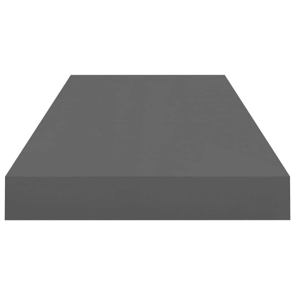 Floating Wall Shelf High Gloss Gray 23.6"x9.3"x1.5" MDF